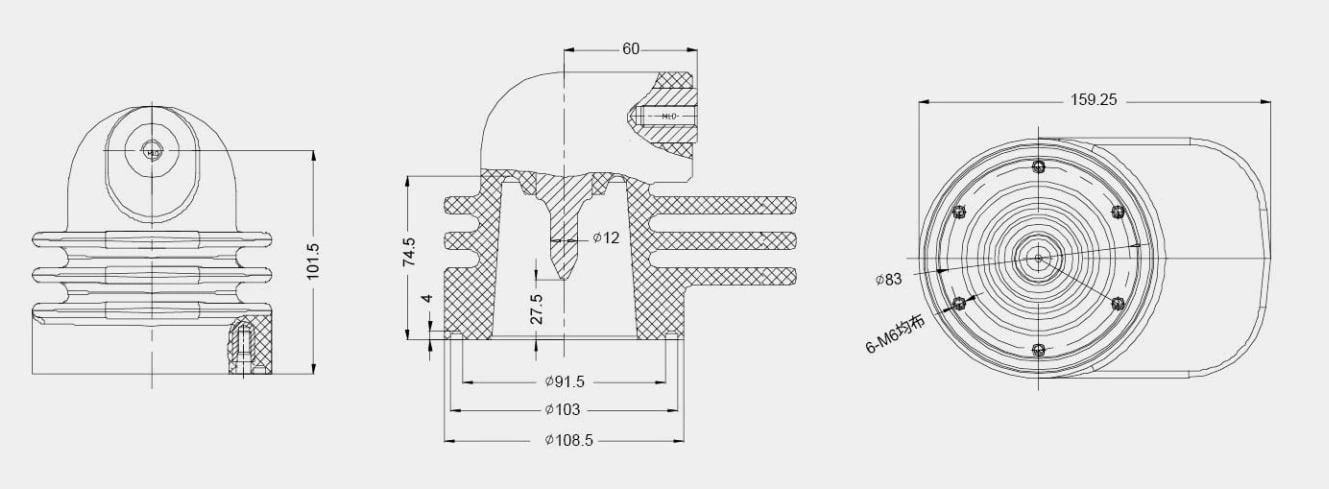 Ống lót kết nối bên cho tủ khí bảo vệ môi trường cho GIS HBCT-F-83
