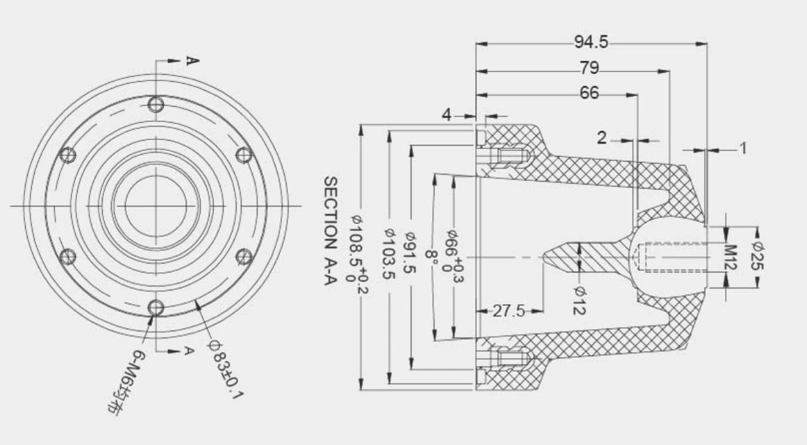 Ống lót kết nối bên cho cách nhiệt khí SF6 RMU SF6CT-83B
