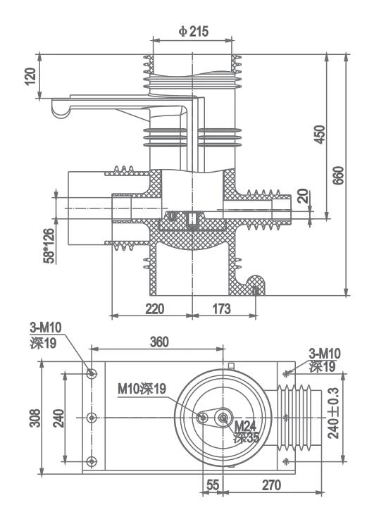 Hộp tiếp xúc được bảo vệ CHN40.5-305P / 660